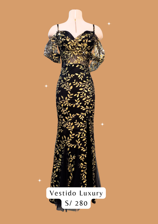 Vestido Luxury Black and Gold